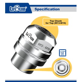 LABEAR 1/2"DR x M13–M19 Interchangeable Adjustable Tap Chuck Adaptor – Heavy-Duty Tap Socket for Hand Tapping