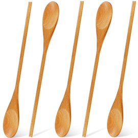 MORGLES 5Pcs Wooden Spoons for Cooking, 12 Inches Large Wood Spoons for Mixing, Tasting, Stirring, Wooden Kitchen Utensils for Nonstick Cookware