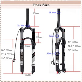 BUCKLOS 26/27.5/29 Travel 120mm MTB Air Suspension Fork, Rebound Adjust 1 1/8 Straight/Tapered Tube QR 9mm Manual/Remote Lockout XC AM Ultralight Mountain Bike Front Forks