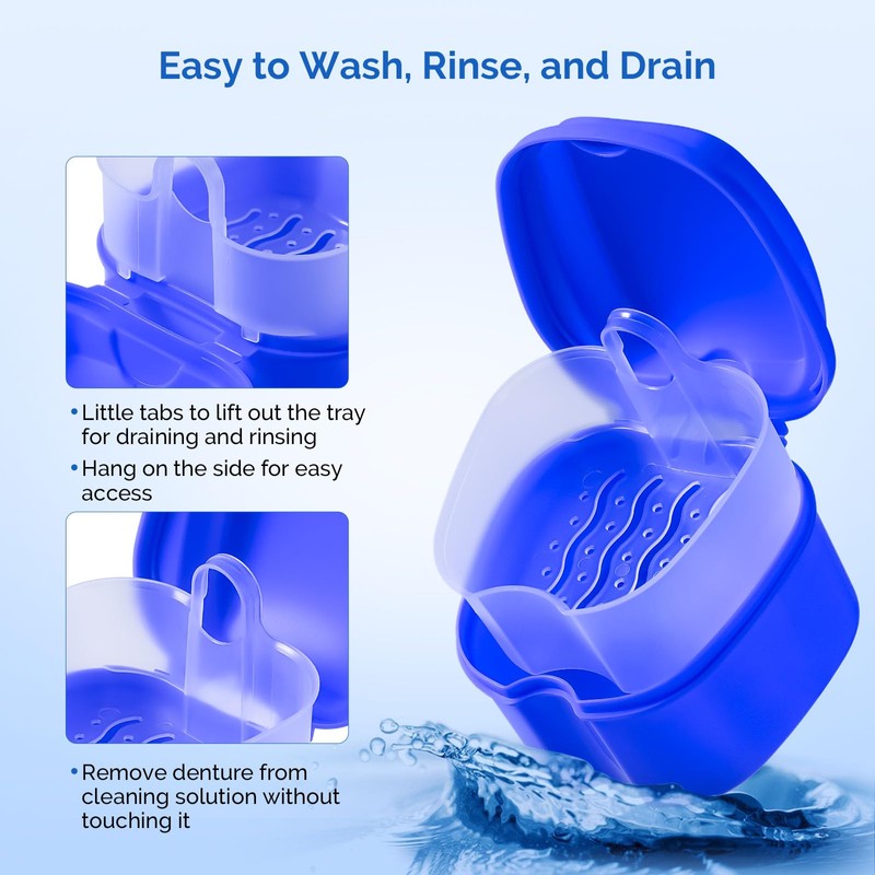 JMU Denture Bath Case, Denture Cup for Soaking Dentures with