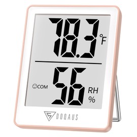 DOQAUS Indoor Thermometer for Home, Room Thermometer Humidity Meter with Temperature Humidity Sensor for Home, Bedroom, Baby Room, Office, Greenhouse, Cellar (Pink)