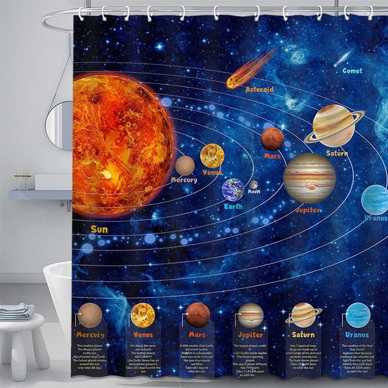 Mocsicka Galactic Outer Space Shower Curtain Boys Nebula Universe Planet