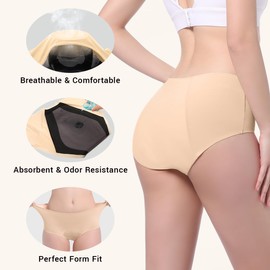 Incontinence Underwear for Women Washable Leakproof Underwear for Women 150ml Super Absorbent Bladder Leak Proof Underwear for Women 3 Pack, (Black/Black/Beige, X-Large