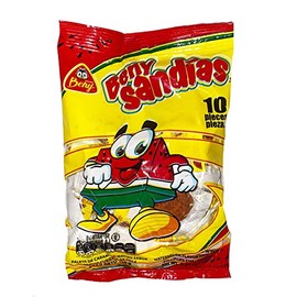 Beny Sandias Watermelon Hard Candy Lollipop Chili Coated 10ct 4.59oz Bag
