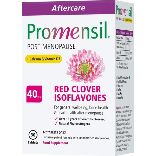 Promensil Post Menopause | Red Clover | Isoflavones | Calcium | Vitamin D3 | 40mg | 30 Tablets