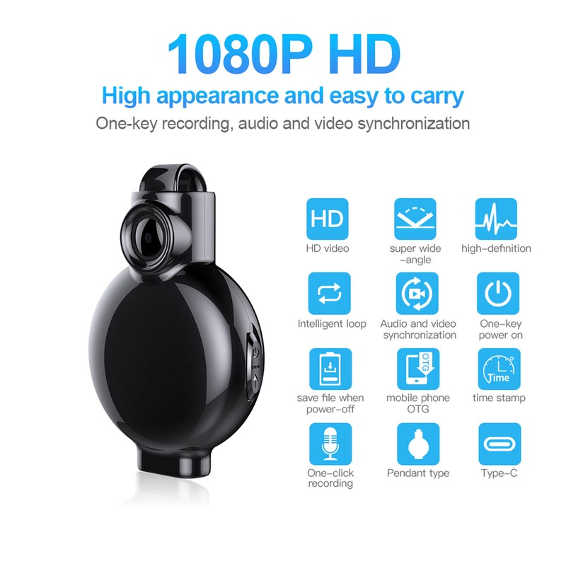 Mini Camera 1080P Built in 16GB Memory Card Super Long