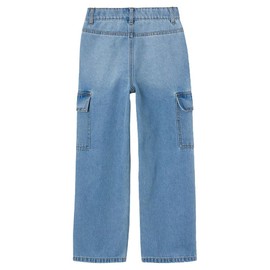 NAME IT Girls' Nkfrose Hw Wide Cargo Jeans 6190-bs Noos, Light blue (light blue denim)