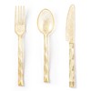 Lullaby 300Pc Heavy Duty Gold Plastic Silverware, Gold Glitter Utensil