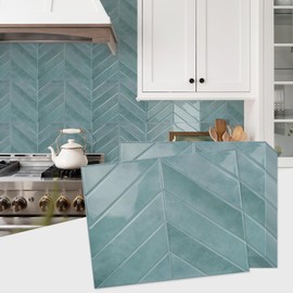 STICKGOO 10 Sheets Thicker Herringbone Peel and Stick Backsplash, 12.6”×9.7” Stick on Wall Tiles, Self Adhesive Tile Sticker for Kitchen Backsplash and Bathroom, Blue Teal
