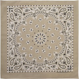 American Made Beige Western Paisley Bandana - Single Piece 22x22
