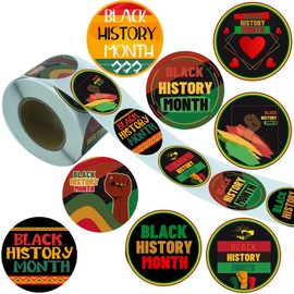 500 Pieces Black History Month Party Decorations Labels Roll Stickers - African American Freedom Day Patriotic Party Supplies Decor Favors Jar Containers Letter DIY Sticker Labels Decals