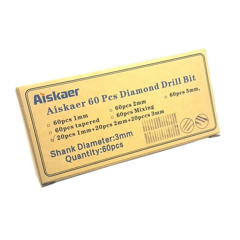 Aiskaer Premium Diamond Drill Bit Cylindrical Burr Kit - 60