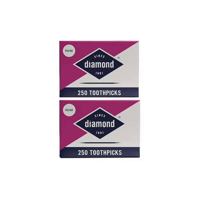 Diamond Round Toothpicks 250ct, 2 Pack Total 500