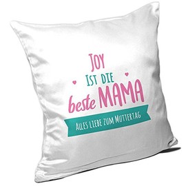 Eurofoto Kissen mit Motiv und Text - Joy ist die Beste Mama - | Alles Liebe zum Muttertag | Mama-Kissen | Geschenk-Idee für Mütter