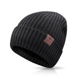 OZERO Knit Hat, Cold Protection, Thick, Fleece Lined, Winter, Men's, Women's, Thermal, Windproof, Stretchy, Lightweight, Solid Color, Warm Hat, Beanie, Cap, For Work or School, Cycling, Sports,