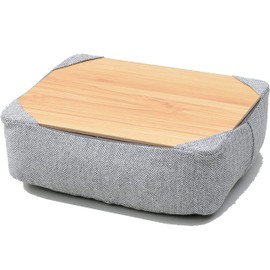 Yamazen AHT-3526M(LGY) Bead Cushion, Cushion Table, Above Knee, Removable Top, Washable Cover, Refillable Beads, Comes with Exclusive Case, PC Table, Light Gray