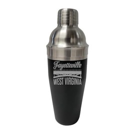 R and R Imports Fayetteville West Virginia Souvenir 24 oz Engraved Stainless Steel Cocktail Shaker Black Single Unit