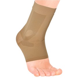 Compression Ankle Brace, by OrthoSleeve AF7 for Inversion sprains, weak Ankles, Instability and Achilles tendonitis (XL, Tan, Left Foot)