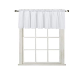 Home Queen Waffle Bathroom Window Curtain Valance, Short Straight Kitchen Window Topper, 152 X 40 CM (60 x 16 Inch) Solid White