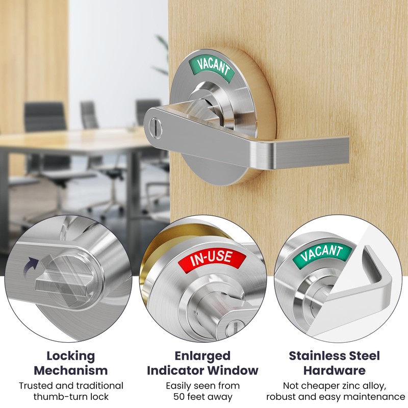 Crystmetal Privacy Indicator Lock Inuse or Vacant, Occupied Door Handle,