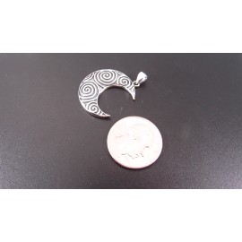 Renegade Jewelry Solid 925 Sterling Silver Celtic Crescent Lunar Moon & Spirals Celestial Pendant