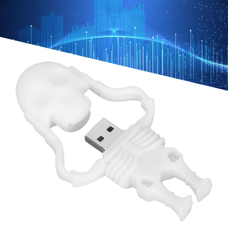 Cartoon U Disk White Skull Appearance High Speed Bulk Storage