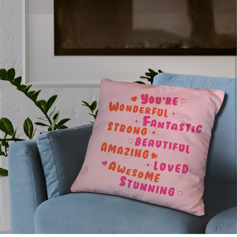 Nvotell Pink Preppy Pillow Covers 18x18 - Inspirational Affirmation Funky