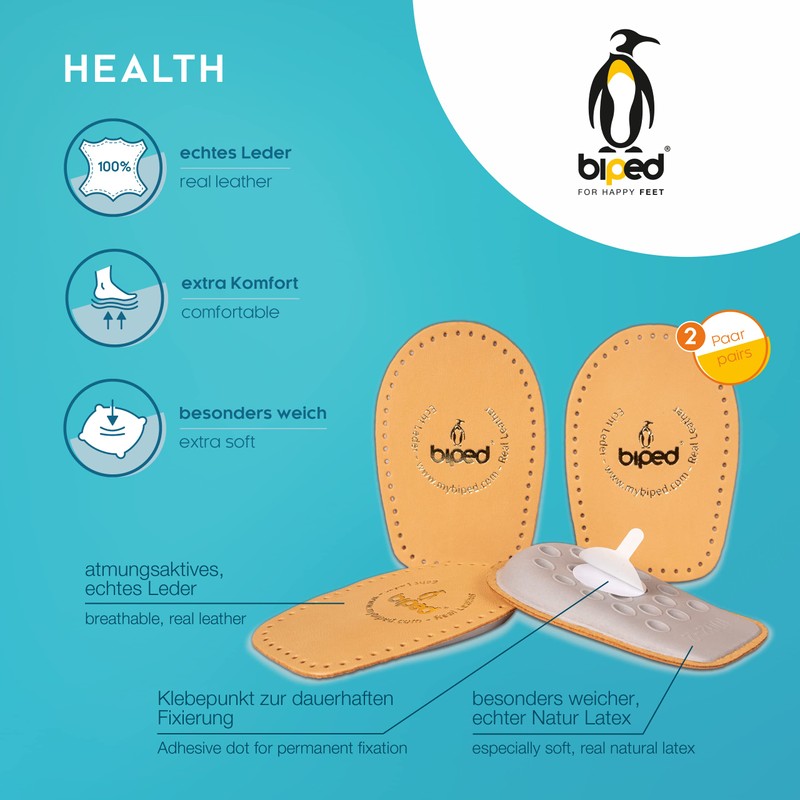 biped HEALTH 2 Pairs - Vegetable Tanned Leather Heel Cushions