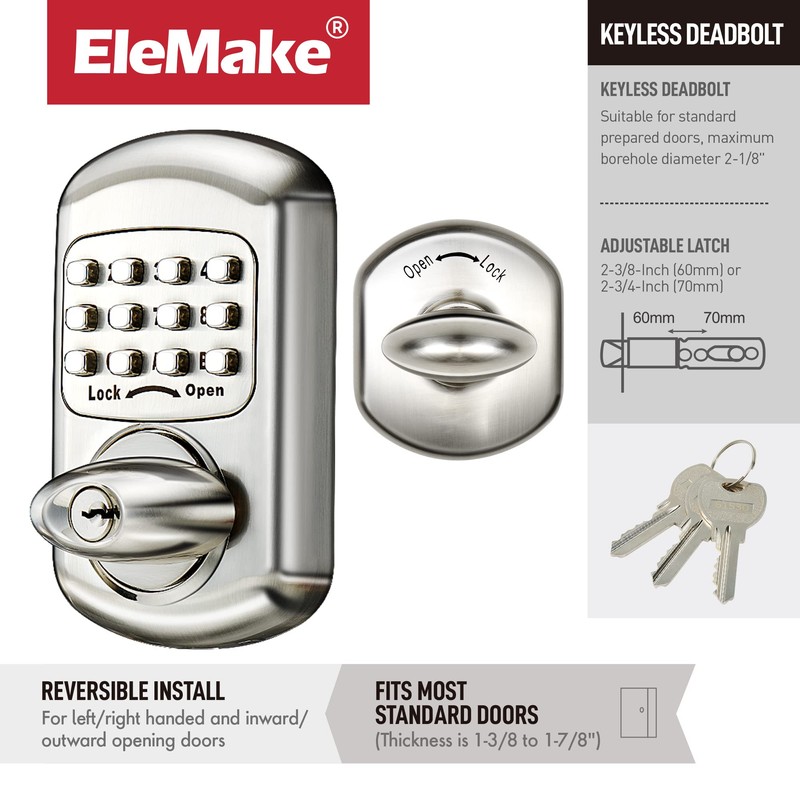 Keyless Entry Keypad Deadbolt - Digital & Mechanical Door Lock,