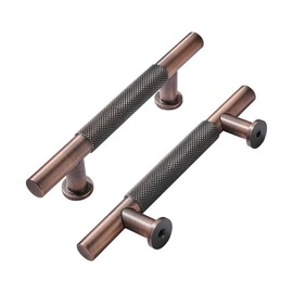 khtumeware 10 Pack 4 Inch(102mm) Drawer Handles Knurled Brushed Antique Copper Cabinet Pulls Drawer Pulls Kitchen Hardware Kitchen Handles for Cabinets Cupboard Handles