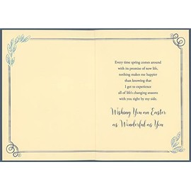 Designer Greetings Curving Tree Trunk and Branches : Purple Sky : 3D Tip On Banner, White Ribbon, Blue Gems and Foil Hand Decorated Easter Card for Husband