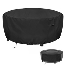TheElves Fire Pit Cover, Waterproof Round Covers for Outdoor Firepit & Propane Fire Pit Table & Fire Bowl & Fire Ring & Patio Table - 48x24 Inch
