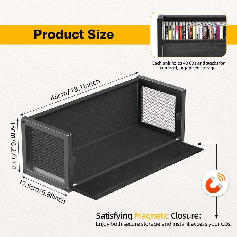 PAPAGIFTREE CD Storage Box Case for Display, CD Holder Organizer