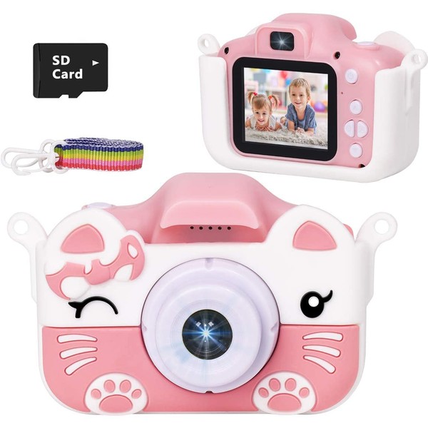 Xinbeiya Kids Digital Camera, Birthday Toy Gifts for Girls Boys Age 3-10, Children Cameras for Toddler with 1080P Video, Portable and Rechargeable Toy Camera for Girls or Boys (Pink)