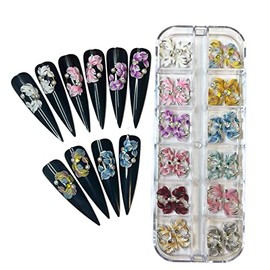 HaFLoNa Set 24Pcs Flowers Mix Charm- Enhance Your Artistic Projects with 3D Acrylic Flowers Handmade For Nail -Short & Medium Size | Exquisite Floral Accents for Crafts and Designs (Flowers Mix Charm)