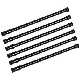 Cupboard Bars Tension Rods, 6 Pack Spring Loaded Curtain Rods 12 to 20 Inches Steel Adjustable Tension Curtain Rod Shower Rod Closet Rod Window Rods (Black, 12-20 in-6 Pcs)