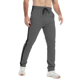 Idtswch 36" Inseam Men's Tall Striped Sweatpants Workout Training Lounge Joggers Pants with Pockets Dark Gray