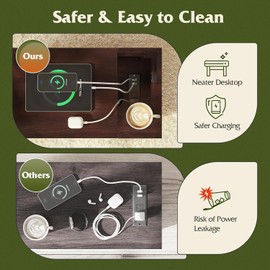 WLIVE Narrow End Table Set of 2 With Charging Station, Side Tables for Living Room, Small Spaces, Couch, Night Stand Set With Storage, USB Ports and Outlets, Espresso