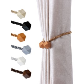 NazTur - Alzapaños magnéticos para cortinas, cuerda giratoria más gruesa 2022 y fuerte imán para tratamiento de ventanas, soportes decorativos hechos a mano para cortinas (dorado, 2)