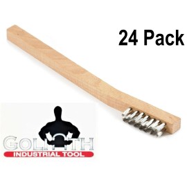 Goliath Industrial Tool 24 GOLIATH INDUSTRIAL STAINLESS STEEL 8" WIRE BRUSH TOOTH BRUSHES WOOD HANDLE