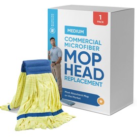 Commercial Mop Head Replacement – 1 Pack Medium Red Microfiber Tube Mop (14 oz.) | Industrial Wet Mops | Refill Heads, Machine Washable, Heavy Duty | Hardwood, Tile, Laminate, Vinyl Floors
