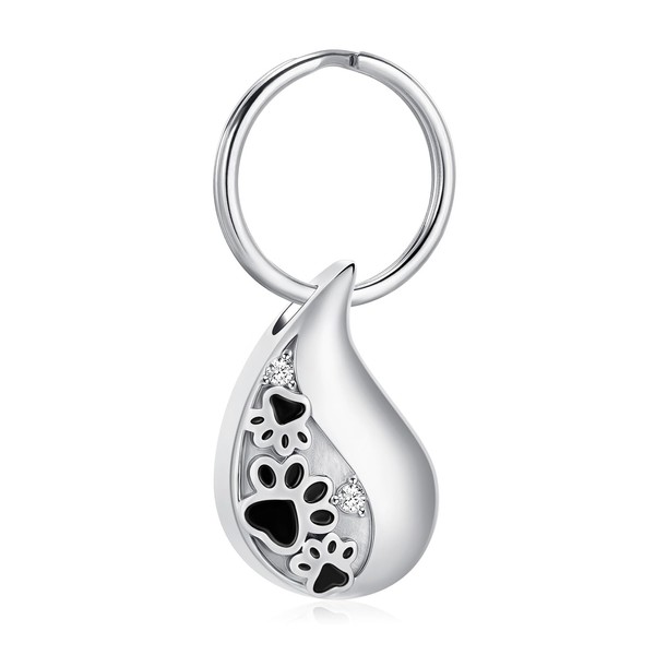 Yinplsmemory Pet Cremation Jewelry Paw Print Urn Keychain for Dog/Cat