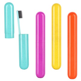 4 Pack Toothbrush Cases Travel Toothbrush Holder Portable Toothbrush Container Case Plastic Toothbrush Carrier Cover Case Toothbrush Protector for Traveling, Bathroom, School, Home, Camping