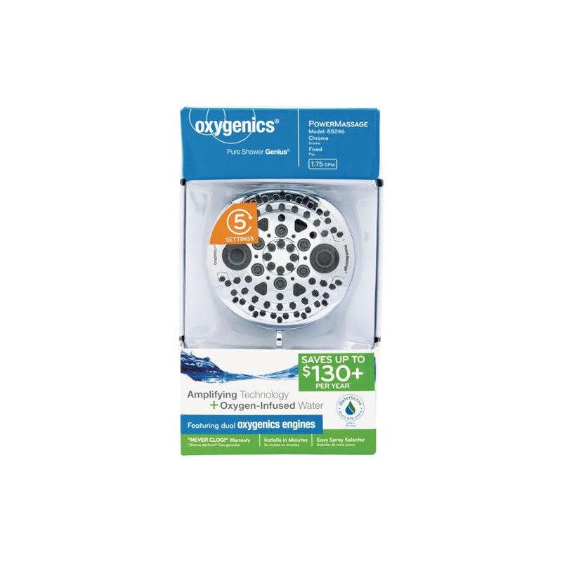 Oxygenics Showerhead 5 settings 1.75 gpm
