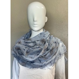 Rampage Lot of 6 Rampage Floral Scarfs w/Rings (2 Each Of Light Pink/Light Blue/White)