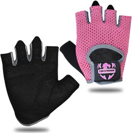FIGHTSENSE Workout Gloves for Men Women, Weight Lifting Gloves with Non-Slip Silicon Padded Palm, Breathable, Lightweight Exercise Gym Gloves for Weightlifting Powerlifting Cycling Rowing (Pink, XS)