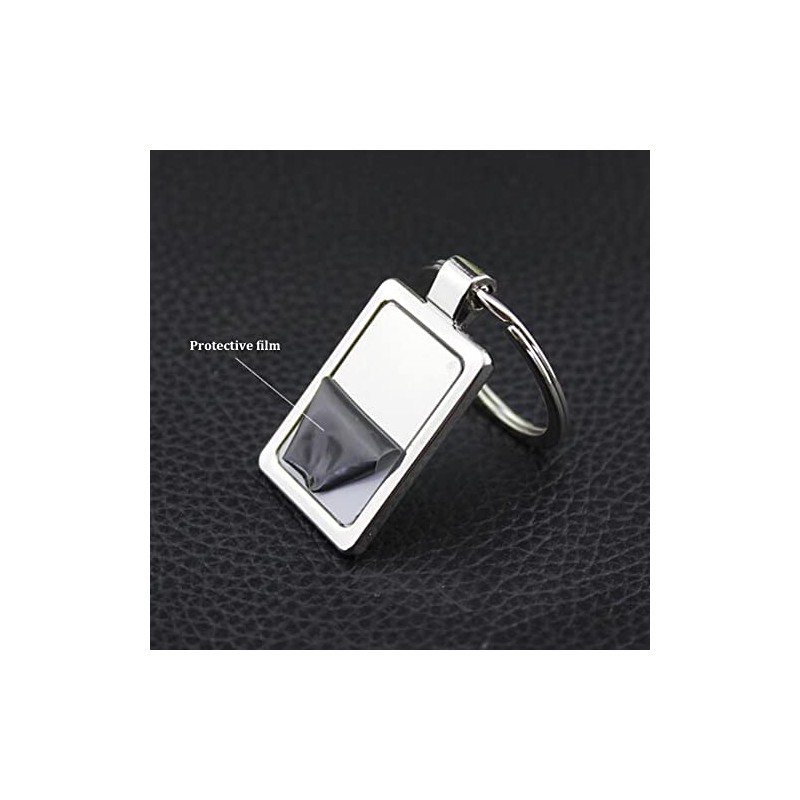 ARFUKA Keyring Stainless Steel Square Tag Pendant Car Key Ring