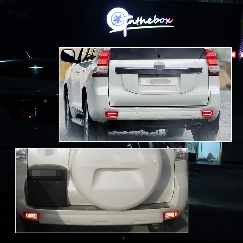 GTINTHEBOX 3D Optic Red LED Rear Bumper Reflectors Brake Tail