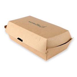 FRANZ MENSCH NatureStar Club Organic Sandwich Boxes, Kraft Paper/PLA, W: 10.7 cm, Brown, L: 20.7 cm, H: 7.9 cm, Kraft Paper Box, Snack Box, Disposable Container, Pack of 200