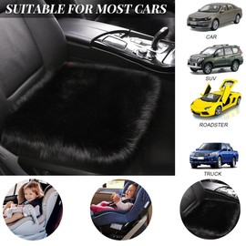 CGEAMDY 2 Pieces Car Seat Cushion Universal, Plush Car Seat Cover, Car Seat Protector, Car Seat Cushion Plush Small Backrest Car Seat Protector, Car Seat Cover Protection Front Seat Single Seat (Black